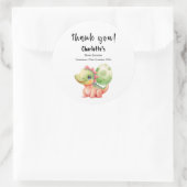 Schattigee Waterverf Baby Dinosaurus Baby shower Ronde Sticker (Tas)
