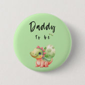 Schattigee Waterverf Baby Dinosaurus Daddy-to-be B Ronde Button 5,7 Cm (Voorkant)