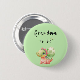 Schattigee Waterverf Baby Dinosaurus Oma-to-be But Ronde Button 5,7 Cm