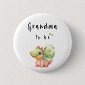 Schattigee Waterverf Baby Dinosaurus Oma-to-be But Ronde Button 5,7 Cm (Voorkant)