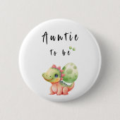 Schattigee Waterverf Baby Dinosaurus Tante-to-be B Ronde Button 5,7 Cm (Voorkant)