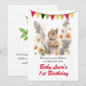 Schattigee Waterverf Baby Eekhoorn - Verjaardagsfe Kaart (Voorkant / Achterkant)