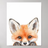 Schattigee Waterverf Baby Fox Nursery Decor Poster (Voorkant)