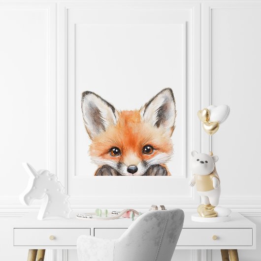 Schattigee Waterverf Baby Fox Nursery Decor Poster