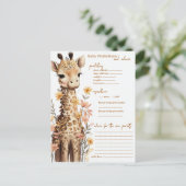 Schattigee Waterverf Baby Giraffe Baby shower Advieskaart (Staand voorkant)