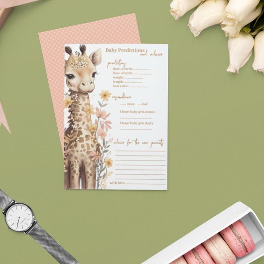 Schattigee Waterverf Baby Giraffe Baby shower Advieskaart