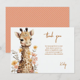 Schattigee Waterverf Baby Giraffe Baby shower Bedankkaart
