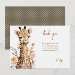 Schattigee Waterverf Baby Giraffe Baby shower Bedankkaart