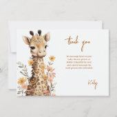 Schattigee Waterverf Baby Giraffe Baby shower Bedankkaart (Voorkant)