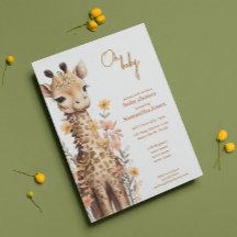 Schattigee Waterverf Baby Giraffe Baby shower