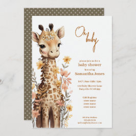 Schattigee Waterverf Baby Giraffe Baby shower Kaart
