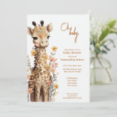 Schattigee Waterverf Baby Giraffe Baby shower Kaart (Staand voorkant)