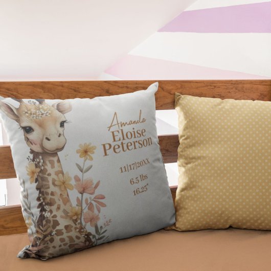 Schattigee Waterverf Baby Giraffe Baby Stats Kussen