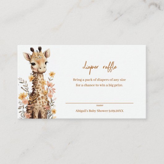 Schattigee Waterverf Baby Giraffe Boek voor Baby Informatiekaartje (Voorkant)