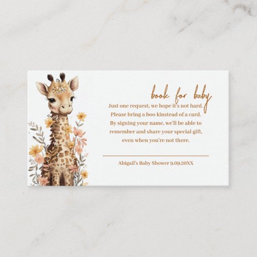 Schattigee Waterverf Baby Giraffe Boek voor Baby Informatiekaartje (Voorkant)