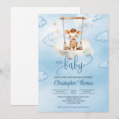 Schattigee waterverf baby giraffe op schommel in b kaart (Voorkant / Achterkant)