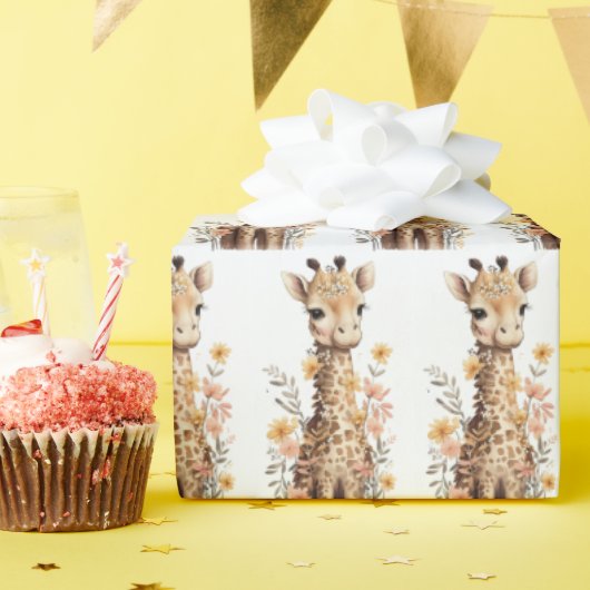 Schattigee Waterverf Baby Giraffe Patroon Cadeaupapier (Verjaardagsfeest)