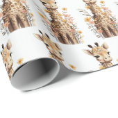 Schattigee Waterverf Baby Giraffe Patroon Cadeaupapier (Rol Hoek)