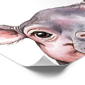 Schattigee Waterverf Baby Hippo kinderkamer decor Poster (Hoek)
