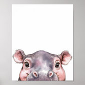 Schattigee Waterverf Baby Hippo kinderkamer decor Poster (Voorkant)