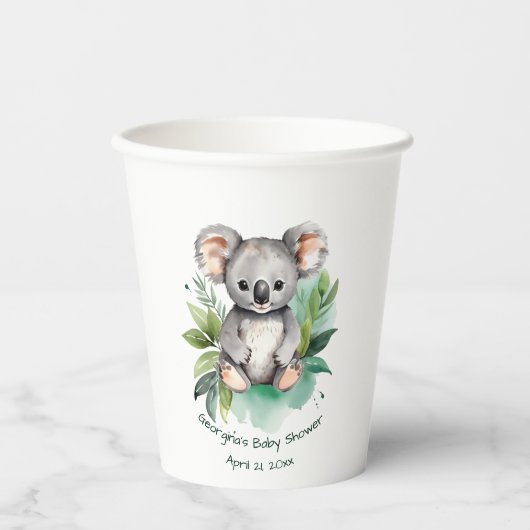 Schattigee Waterverf Baby Koala Baby shower Papieren Bekers (Voorkant)