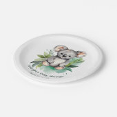 Schattigee Waterverf Baby Koala Baby shower Papieren Bordje (Gekanteld)