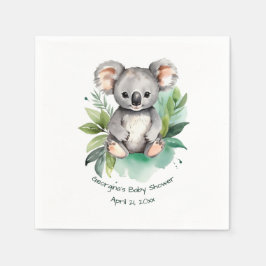 Schattigee Waterverf Baby Koala Baby shower Servet