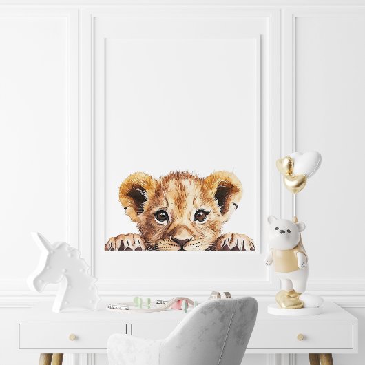 Schattigee Waterverf Baby Lion Nursery Decor Poster