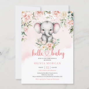 Schattigee waterverf baby olifant blush bloesemsaf kaart