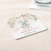 Schattigee waterverf baby olifant blush en goud kartonnen onderzetters (Schuin)