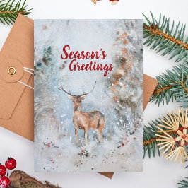 Schattigee Waterverf Baby rendier besneeuwd winter Feestdagen Kaart