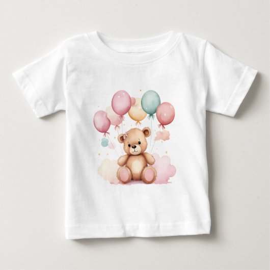 Schattigee Waterverf Baby showers ballonnen teddyb (Voorkant)