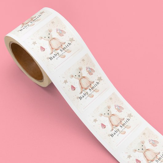 Schattigee Waterverf Baby Speelgoed Baby shower Li Vierkante Sticker