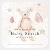Schattigee Waterverf Baby Speelgoed Baby shower Li Vierkante Sticker (Voorkant)