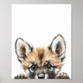 Schattigee Waterverf Baby Wild Dog Nursery Decor Poster (Voorkant)