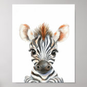 Schattigee Waterverf Baby Zebra Kwekerij Decor Poster (Voorkant)