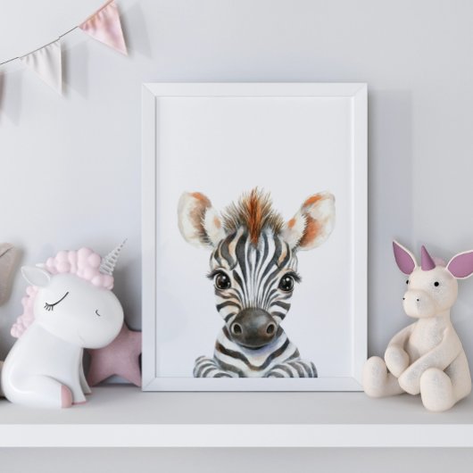 Schattigee Waterverf Baby Zebra Kwekerij Decor Poster