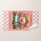 Schattigee waterverf badtijd badkamer varken Land Handdoek (Handdoek)