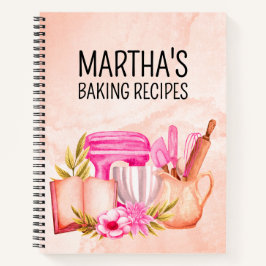 Schattigee waterverf Bakken Bloemen Gepersonalisee Notitieboek