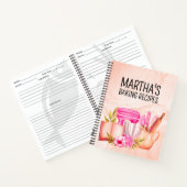Schattigee waterverf Bakken Bloemen Gepersonalisee Notitieboek (Binnen)
