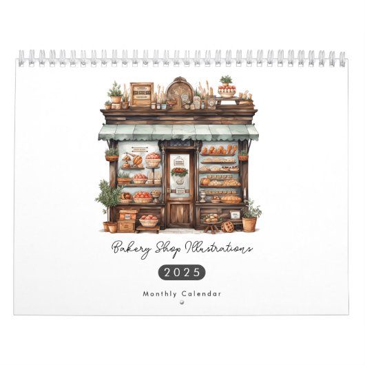 Schattigee Waterverf Bakkerij Shop Pastry Shop Maa Kalender (Hoes)
