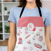 Schattigee Waterverf bakpatroon roze monogram Schort