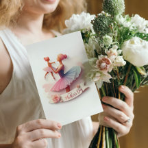 Schattigee Waterverf Ballerina Moeder Briefkaart