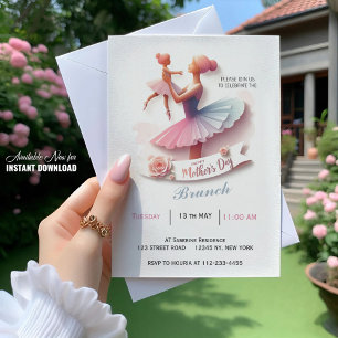 Schattigee Waterverf Ballerina Mom, Brunch Uitnodi Kaart