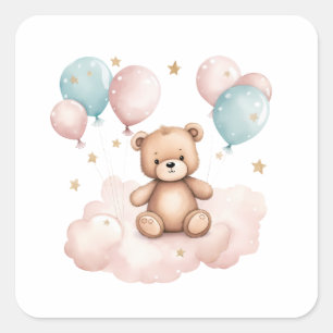 Schattigee Waterverf ballon teddybeer Vierkante Sticker