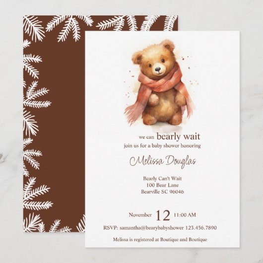 Schattigee Waterverf Barly Wait Beer Baby shower Kaart (Voorkant / Achterkant)