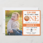 Schattigee Waterverf Basketbal Foto 1e verjaardag Kaart (Voorkant)