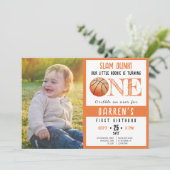 Schattigee Waterverf Basketbal Foto 1e verjaardag Kaart (Staand voorkant)