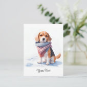 Schattigee Waterverf Beagle Puppy Dog gepersonalis Briefkaart (Staand voorkant)