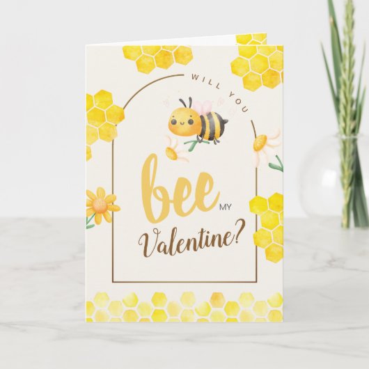 Schattigee Waterverf Bee & Honey Valentijnsdag Gev Feestdagen Kaart (Voorkant)
